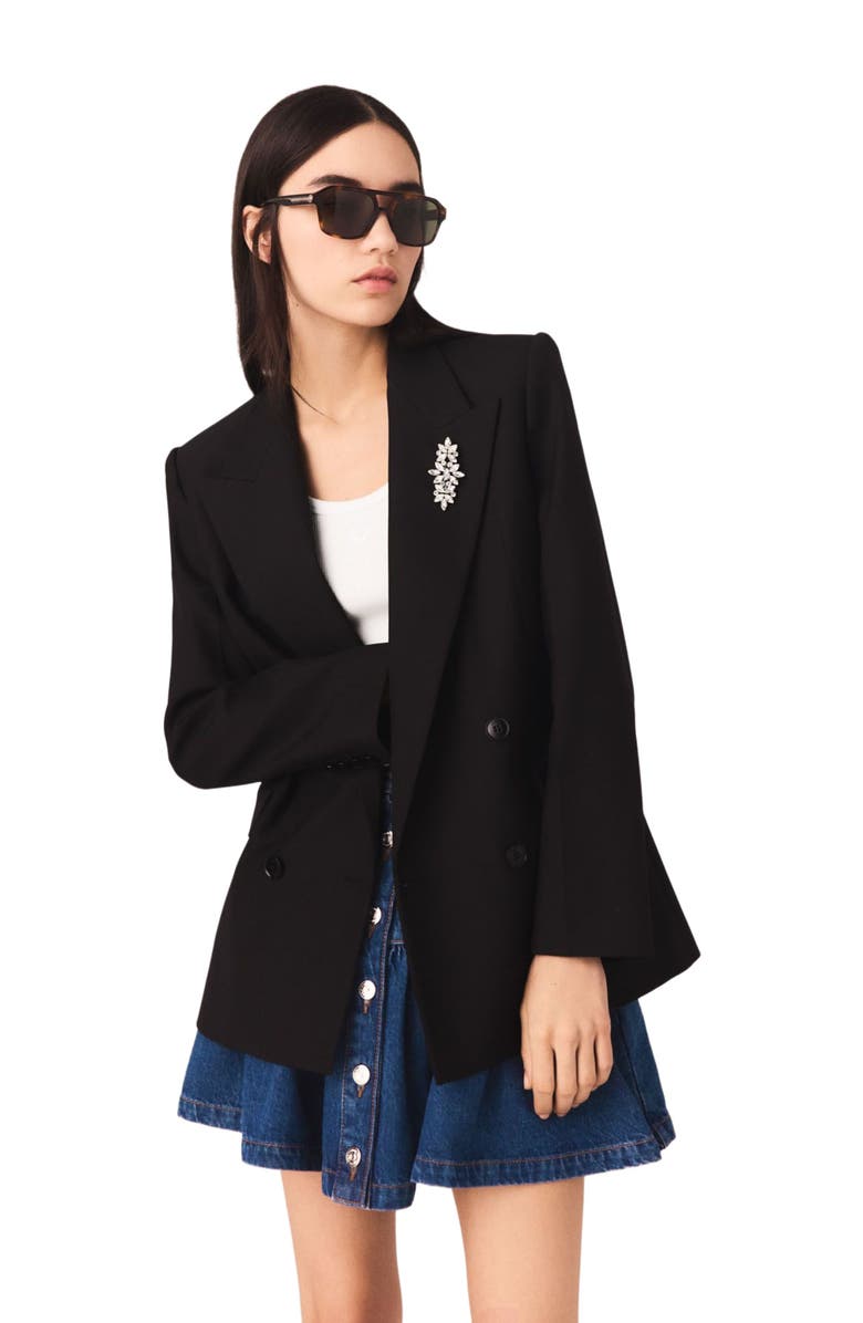 maje Double-breasted jacket, Alternate, color, Black