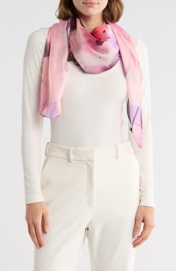 Bcbg Ink Bloom Square Scarf In Pink