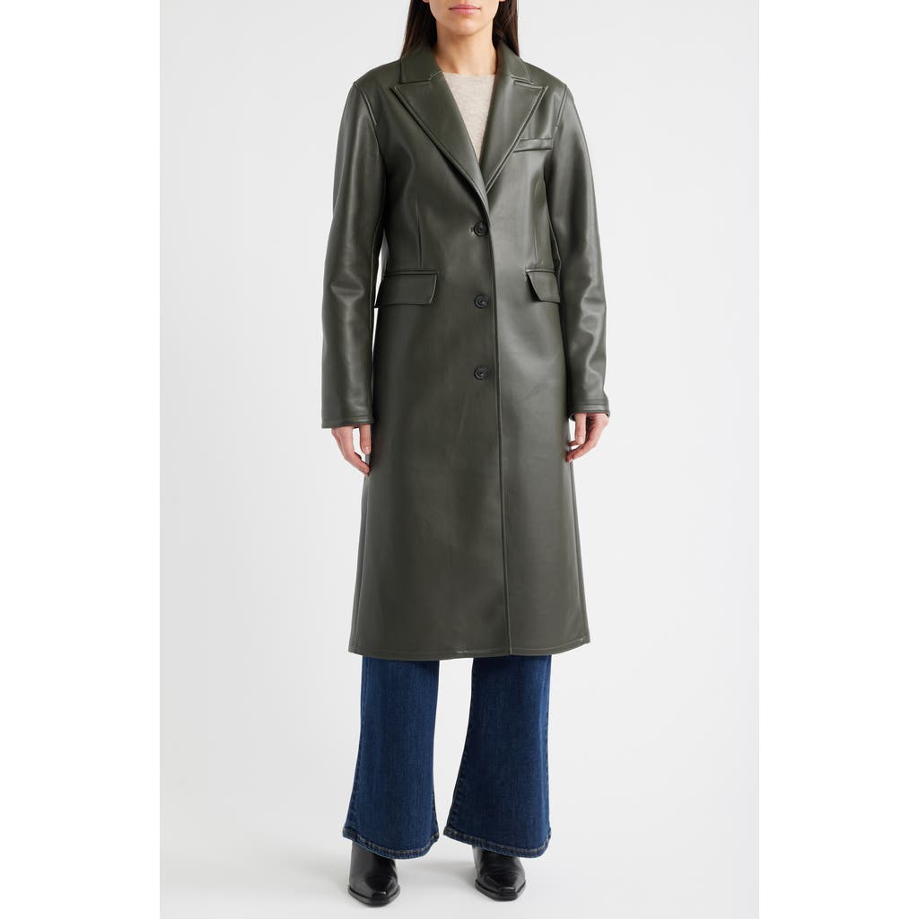 Bernardo Longline Faux Leather Coat In Gray