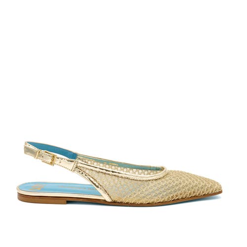 Valentina Rangoni Giulia Sling Bakck Flat In Gold