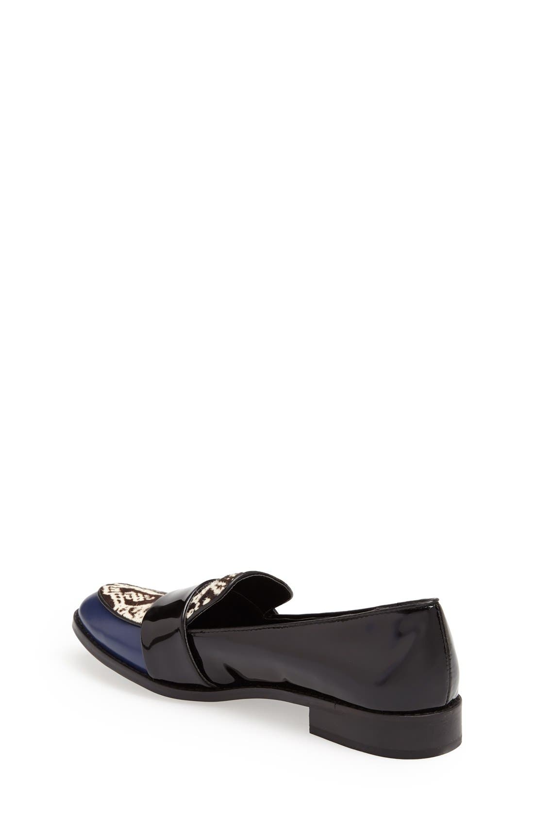 Peace Love Shea Steve Madden 'Tventura' Croc Embossed Calf Hair Loafer, Alternate, color, BLUE MULTI