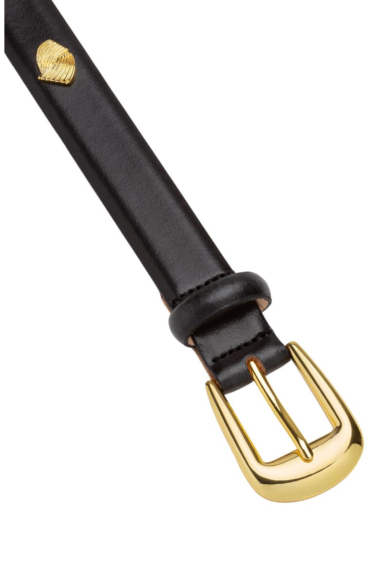 Vienna Stud Leather Belt, Alternate, color, BLACK/ GOLD