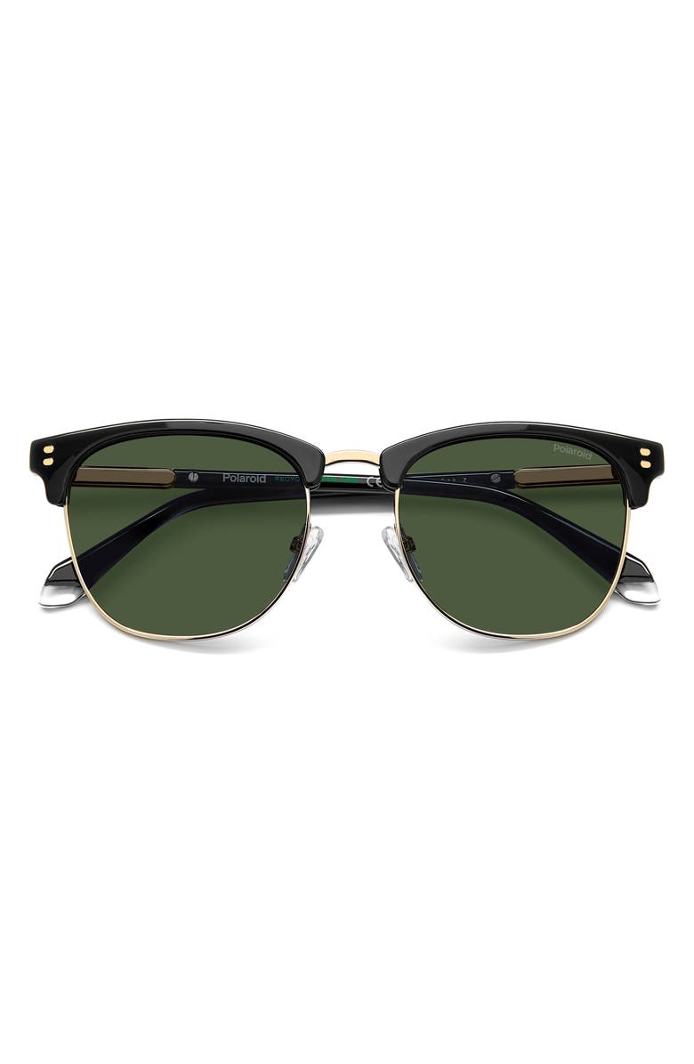 Polaroid 53mm Polarized Rectangular Sunglasses, Main, color, Black Gold/ Green