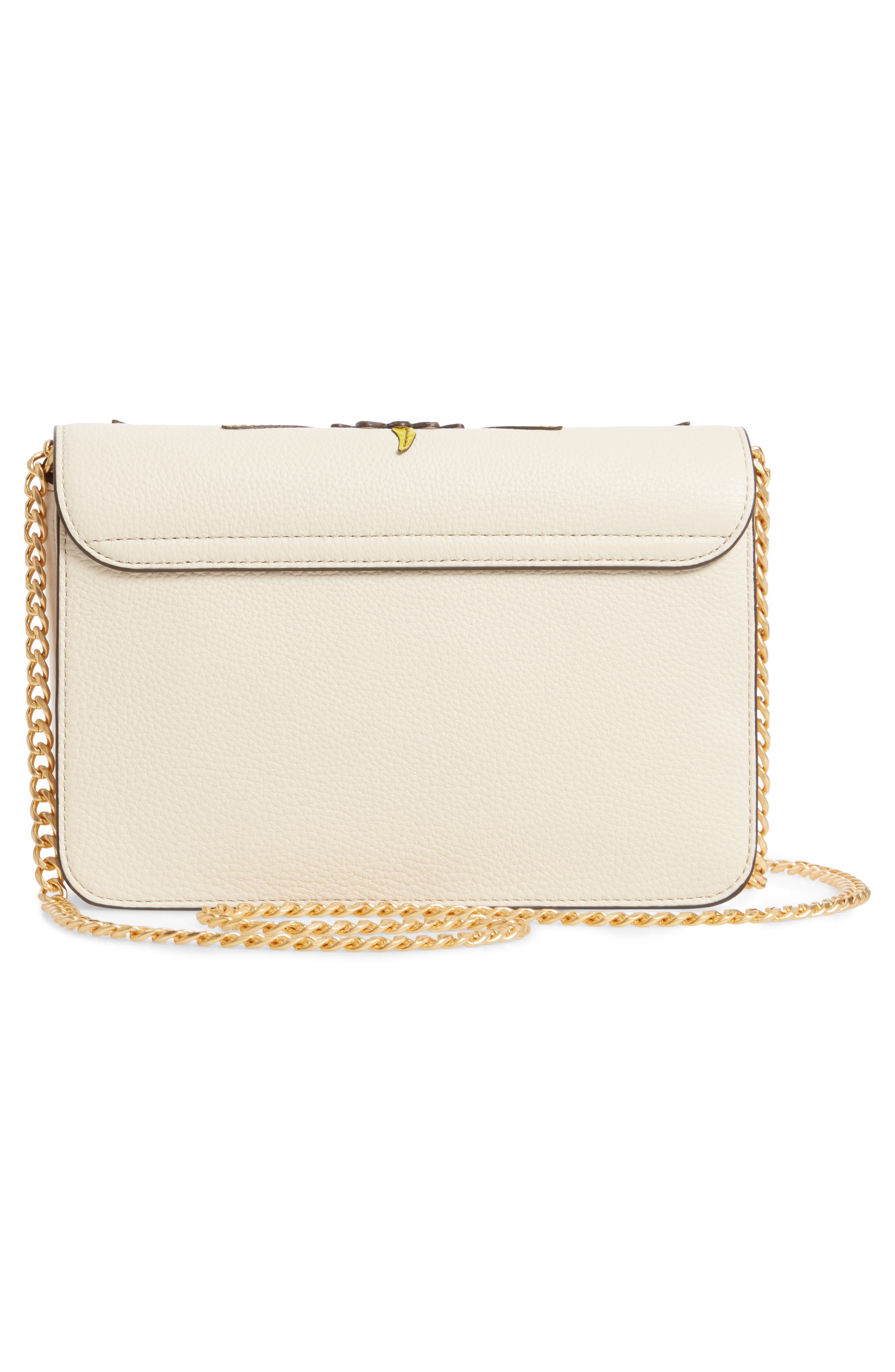 Tory Burch Chelsea Floral Appliqué Leather Shoulder Bag, Alternate, color, 