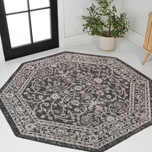 Jonathan Y Palazzo Vine And Border Textured Weave Octagon Indoor/outdoor Area Rug In Gray
