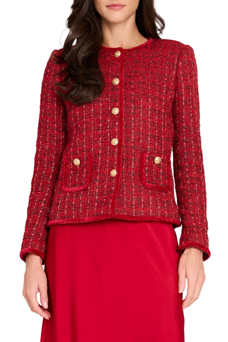 Bouclé Jacket, Main, color, RED MULTI