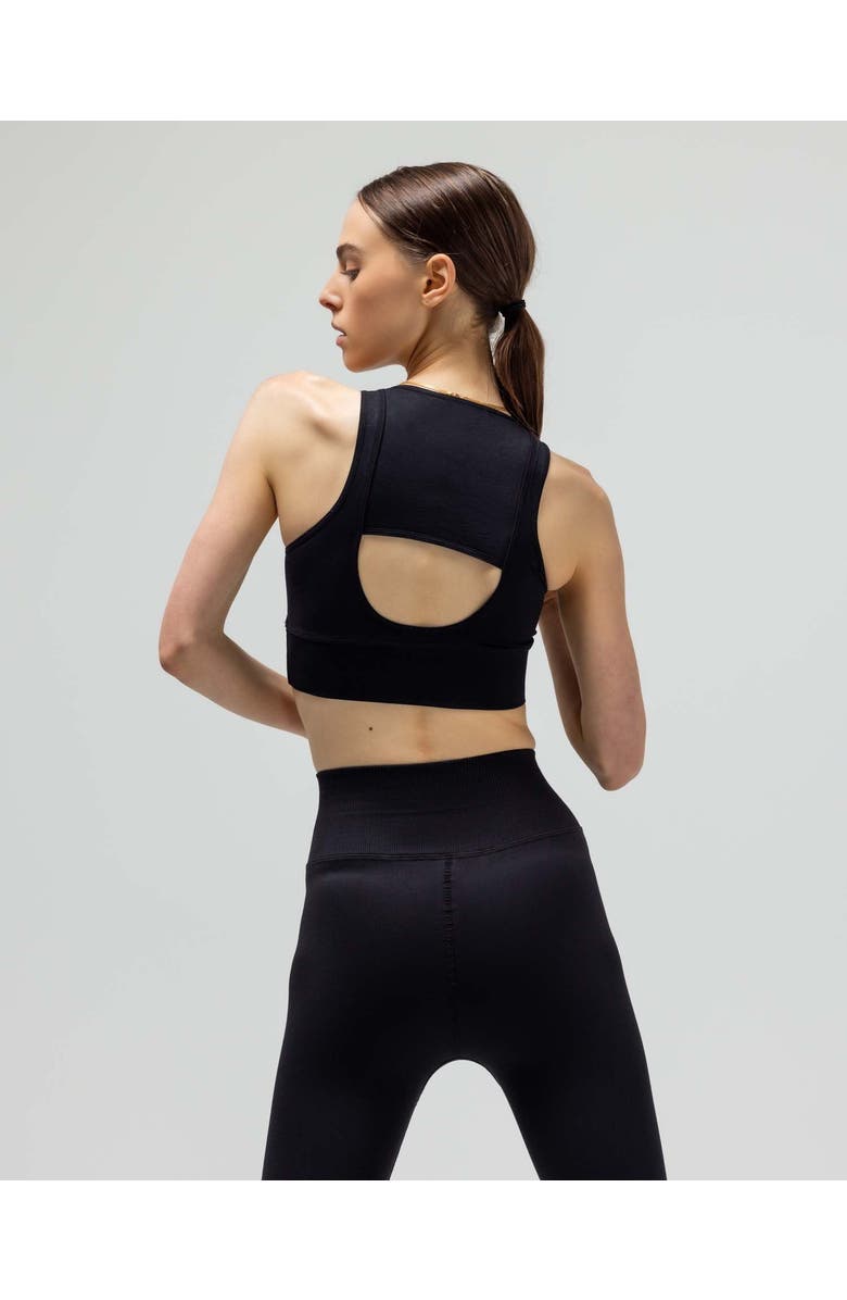 Reformer The Jersey Keyhole Sports Bra W/Fused Waist Band, Alternate, color, Black