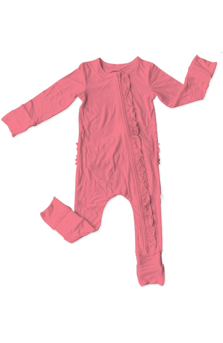 Laree + Co Spring Solid Ruffle Convertible Footie, Main, color, Blossom