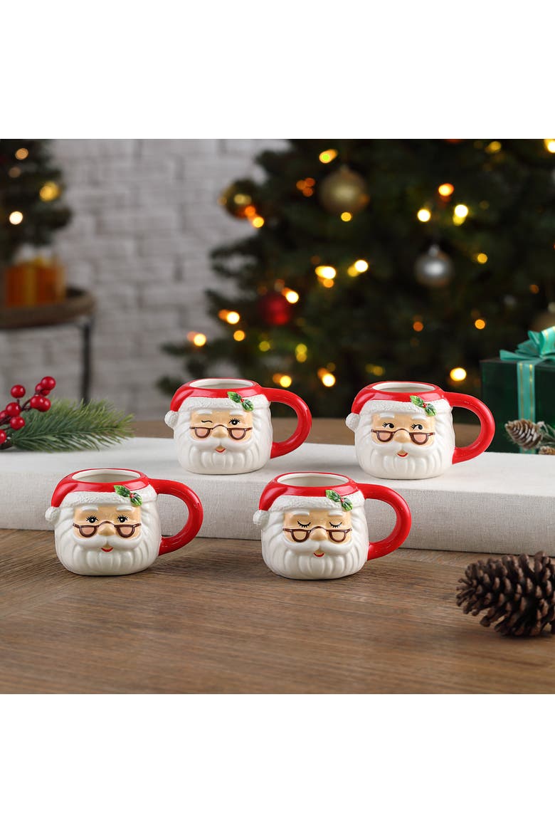 Set of 4 Espresso Mugs - Santa, Alternate, color, Multicolor