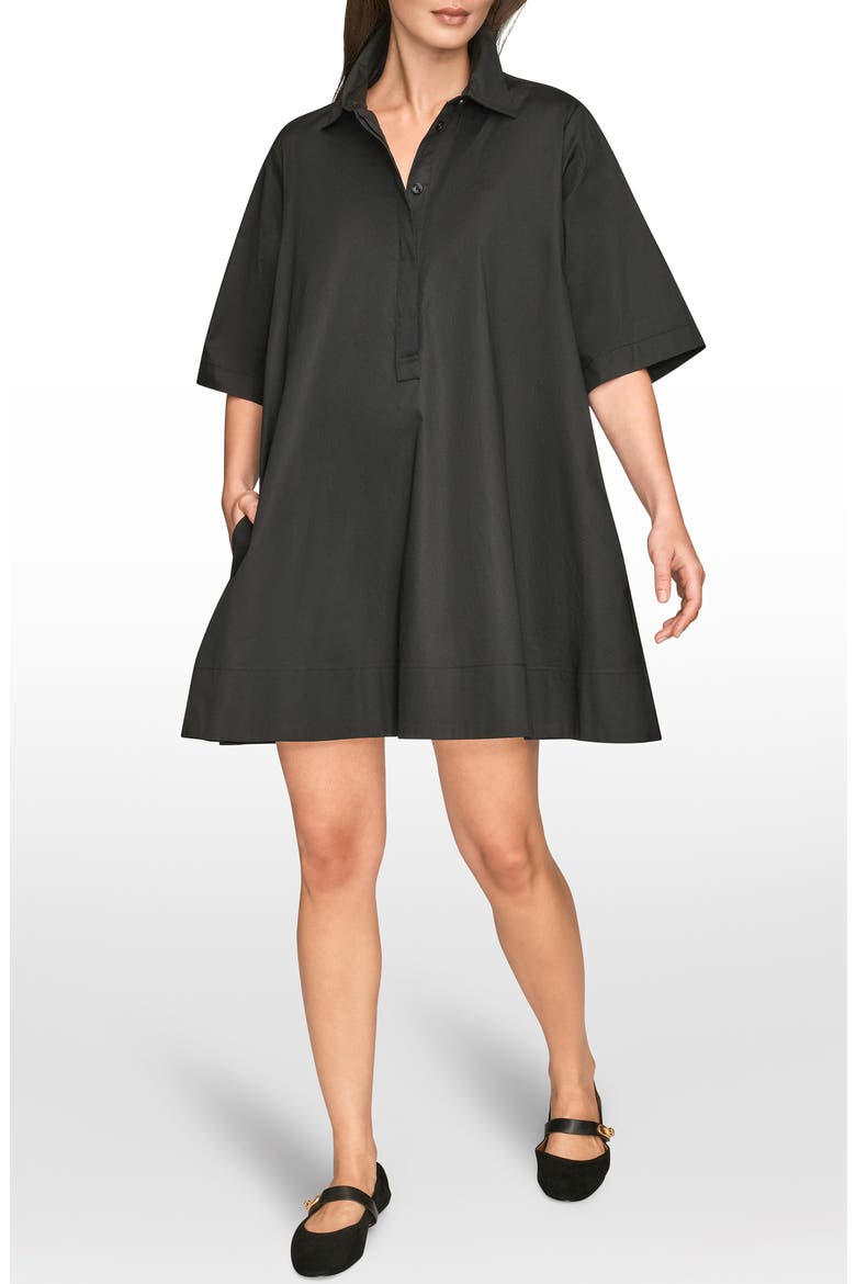 Elbow Sleeve Collar Dress, Main, color, BLACK