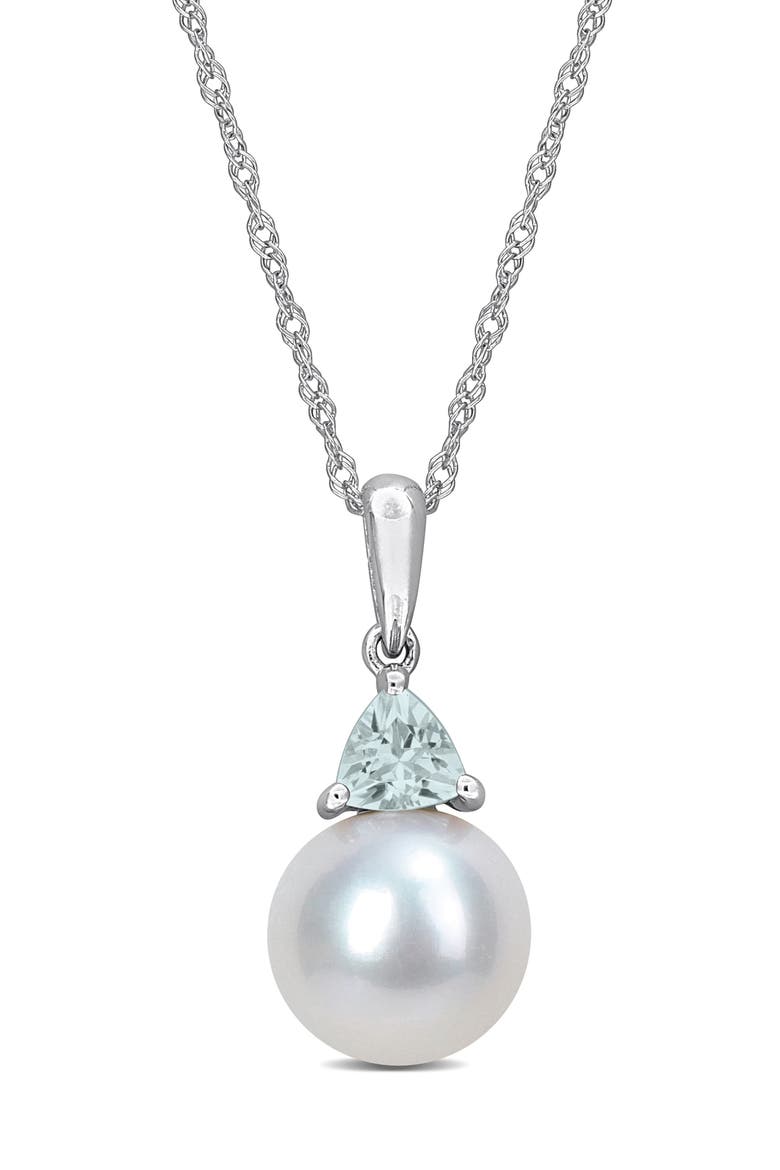 Freshwater Pearl Pendant Necklace, Main, color, AQUAMARINE