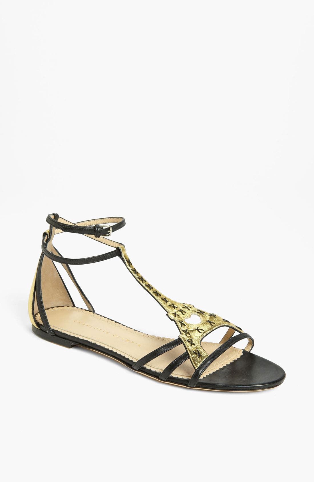 'Parisienne' Sandal, Main, color, GOLD/ BLACK