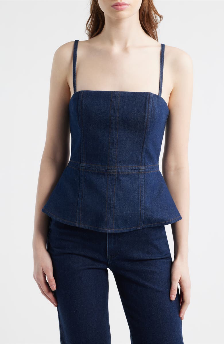 rag & bone Isabella Denim Peplum Top, Main, color, Midnight Rinse