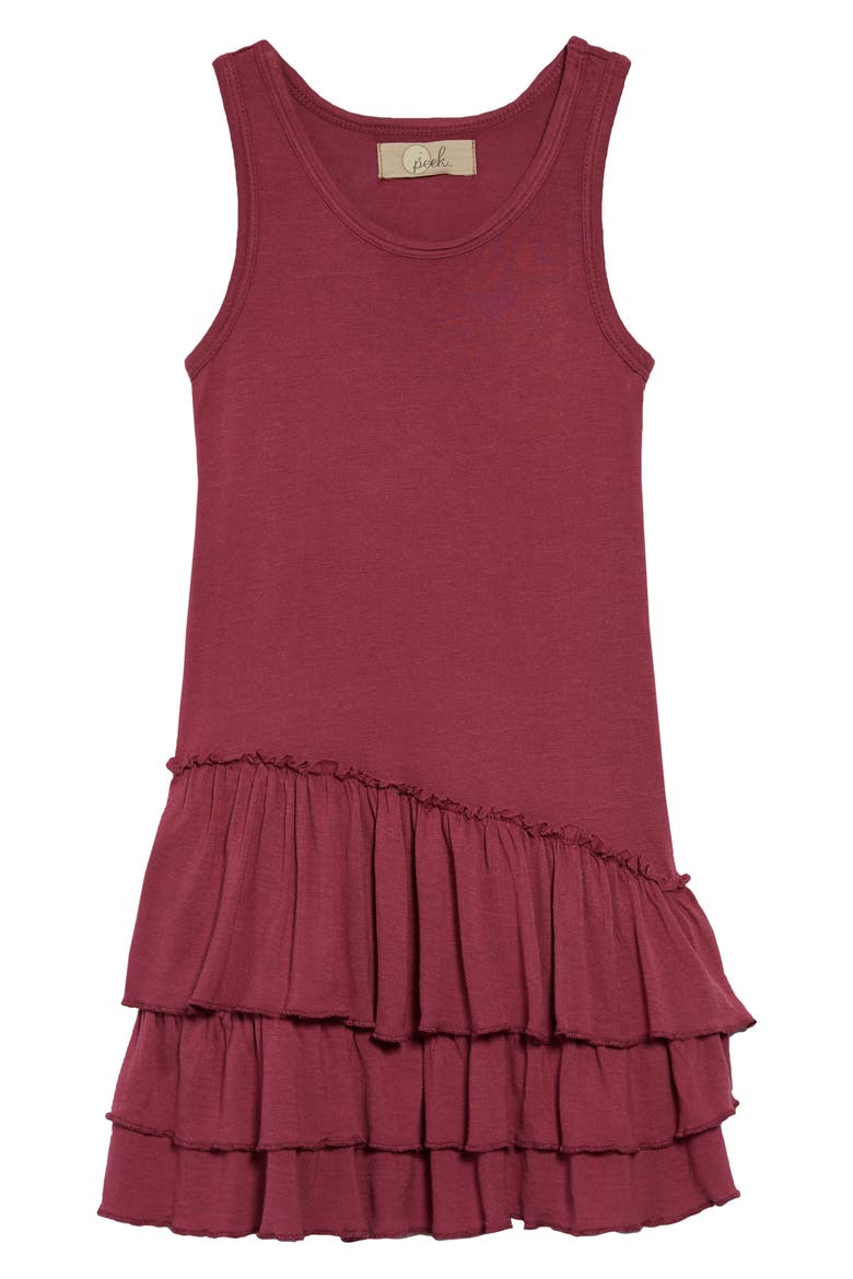 Peek Tiered Tank Dress, Main, color, MAROON