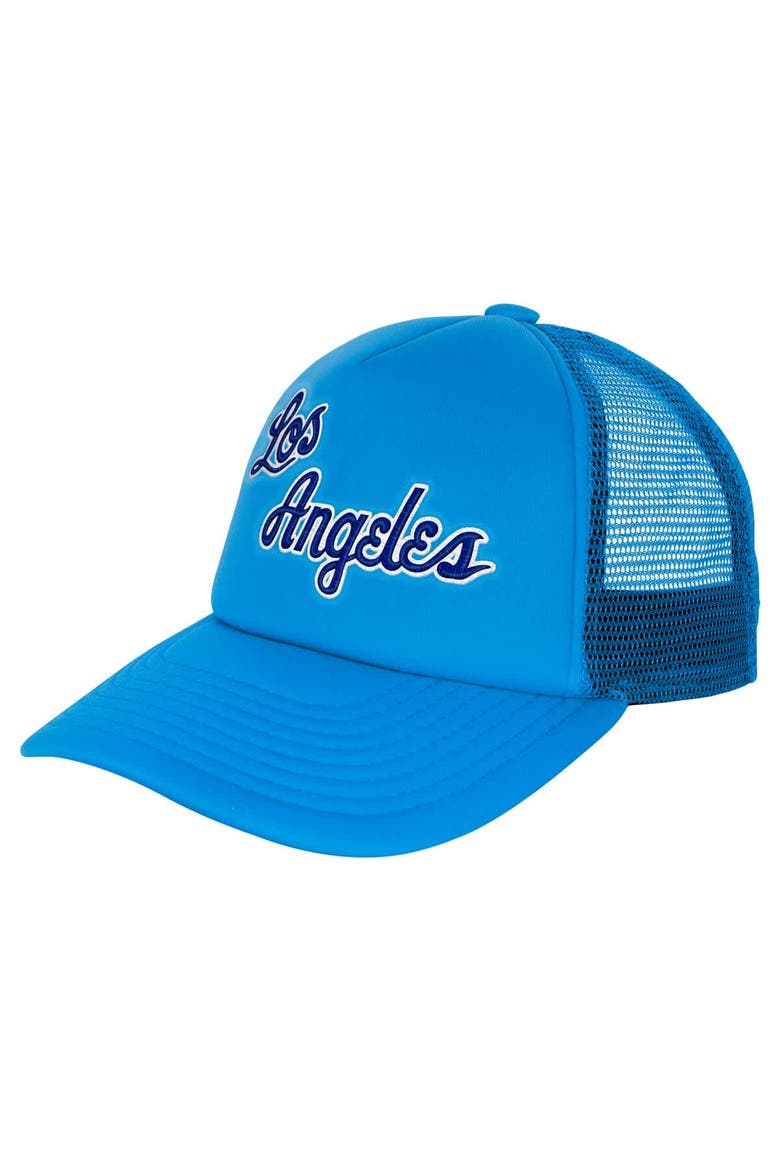 Youth Mitchell & Ness Light Blue Los Angeles Lakers Core Evergreen Trucker Adjustable Hat, Main, color, Light Blue