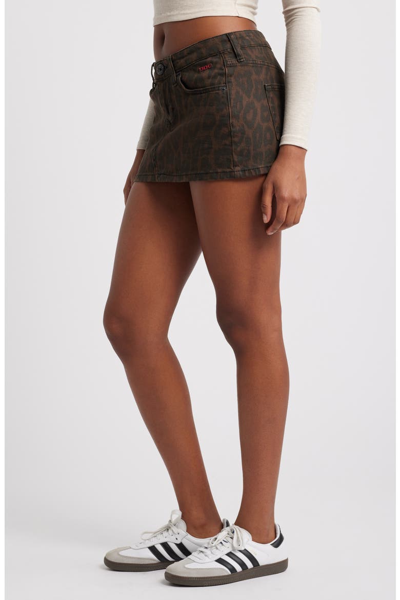 Leopard Print Low Rise Denim Ultra Miniskirt, Alternate, color, LEOPARD