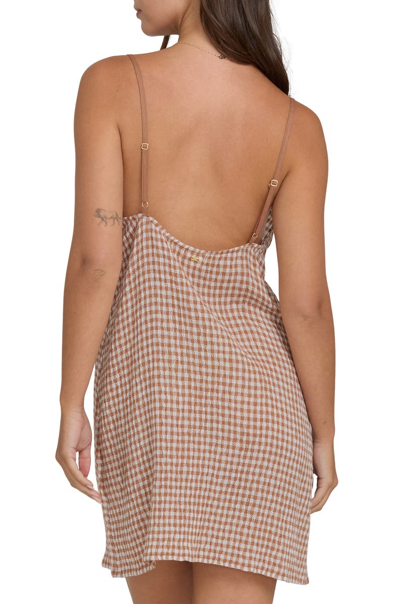 Billabong Summer Love Check Sleeveless Minidress, Alternate, color, Sugar Almond