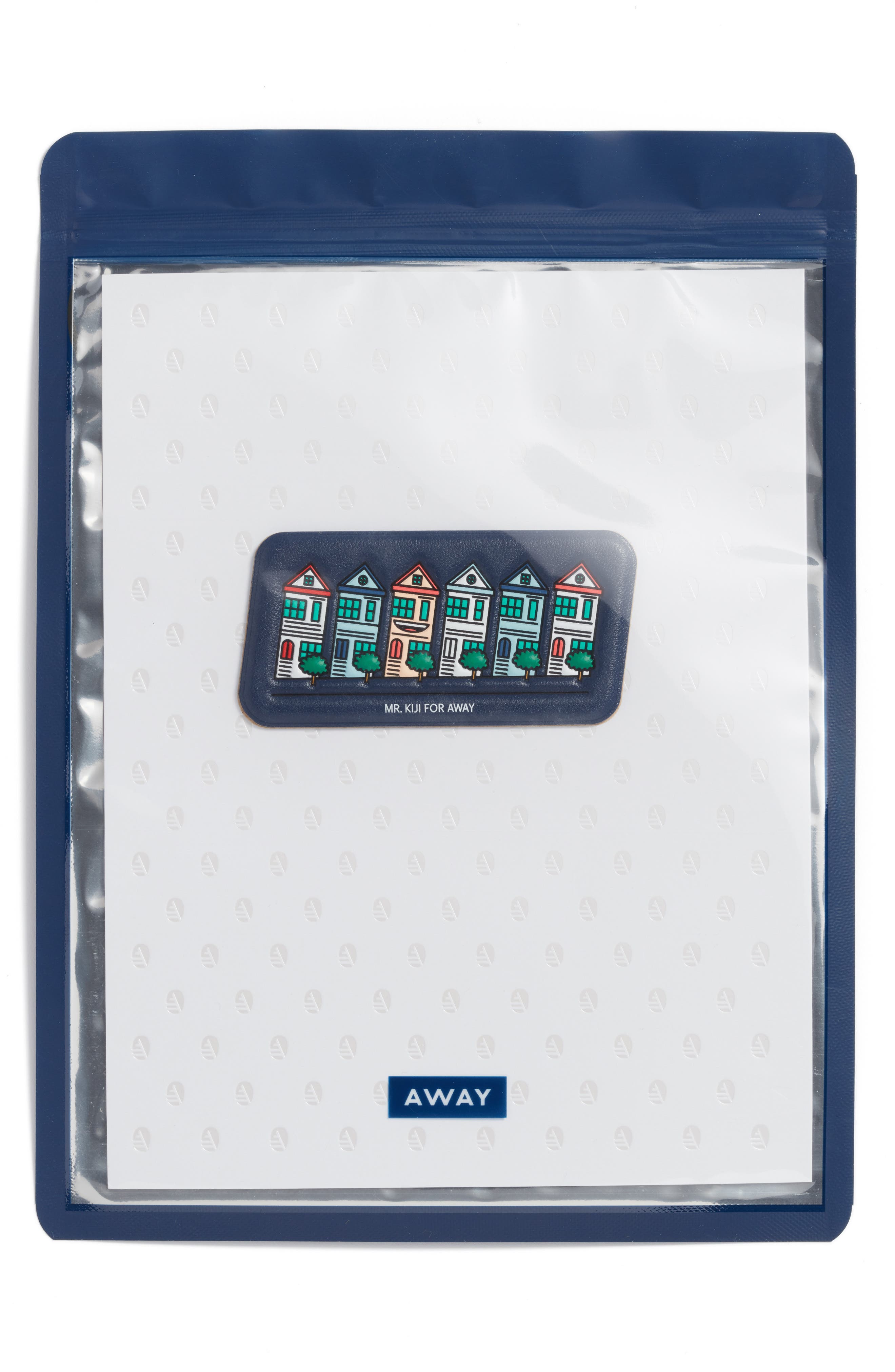 Away x Mr. Kiji Around the World San Francisco Leather Luggage Sticker, Alternate, color, 