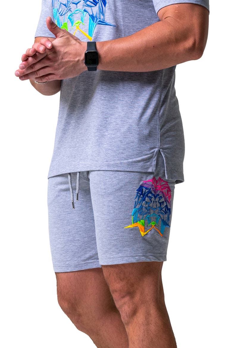 Neon Graphic Drawstring Shorts, Alternate, color, GREY