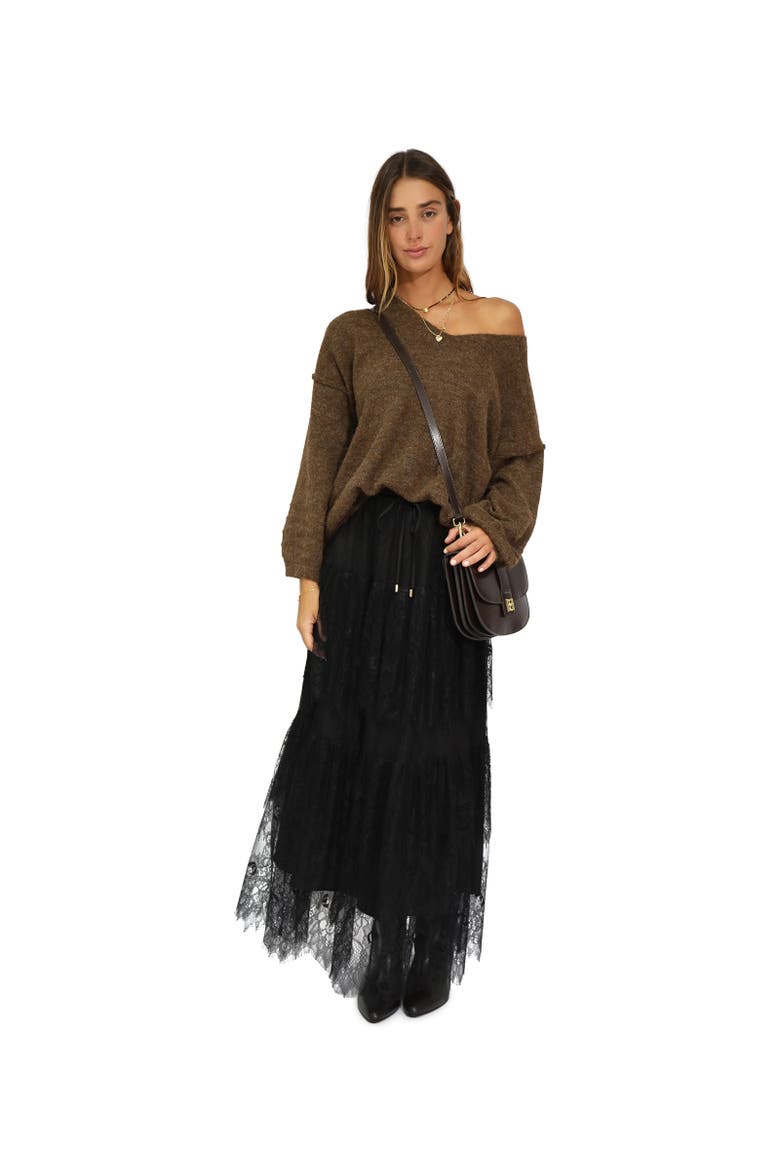 Dreamy Days Lace Tiered Skirt, Alternate, color, Black