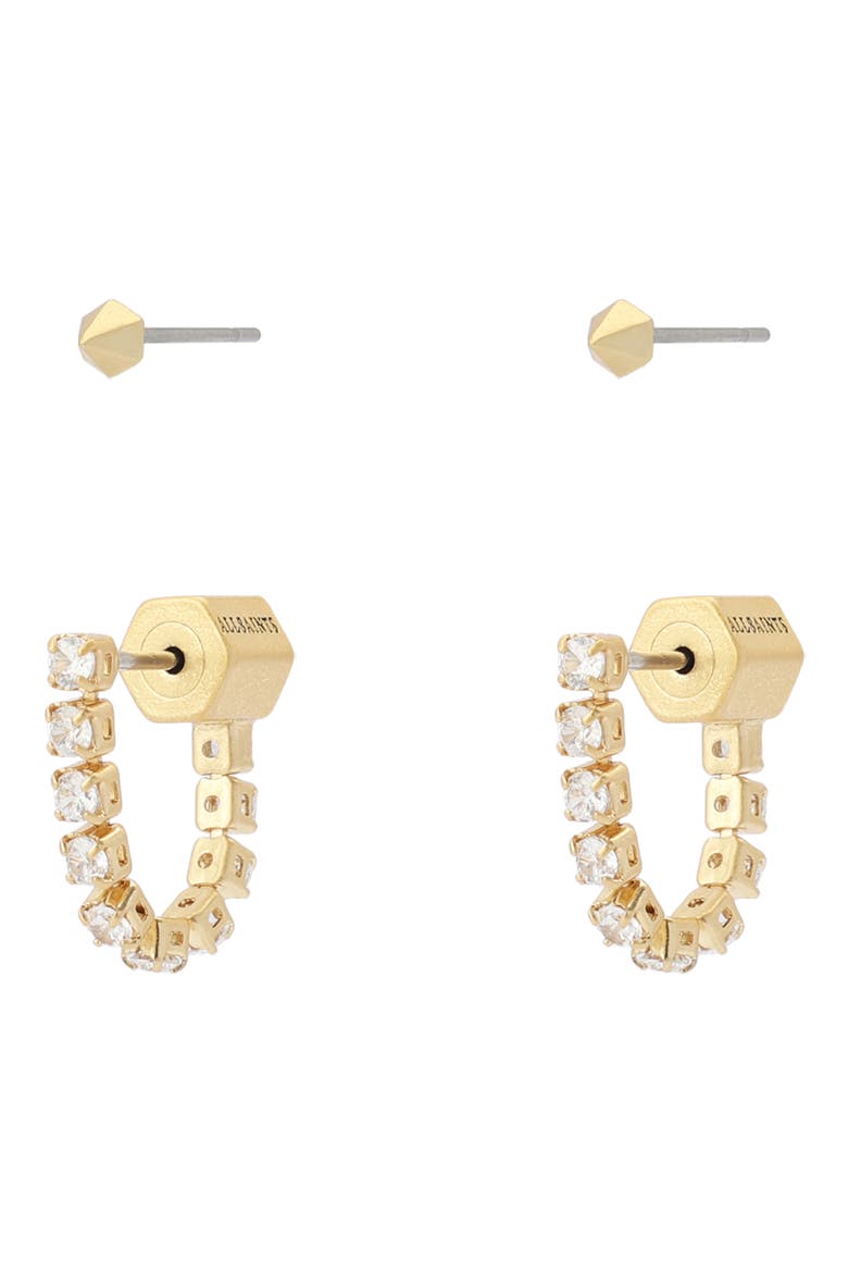 Crystal Front-Back Stud Earrings Set, Main, color, CRYSTAL