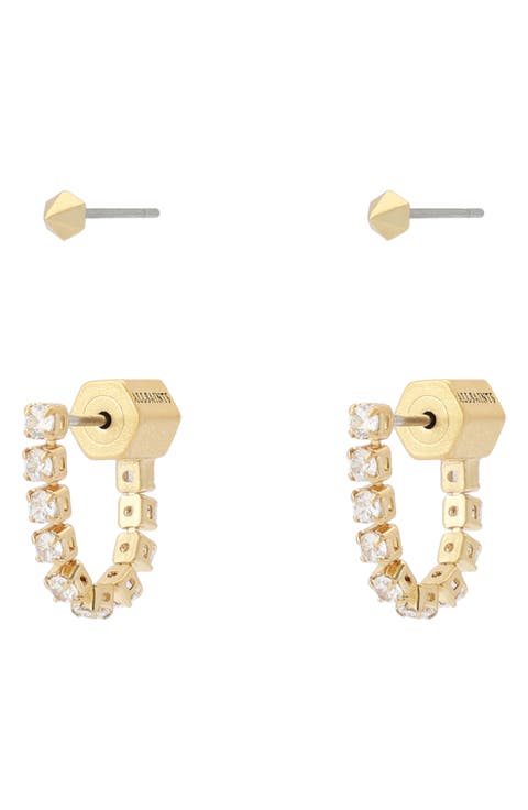 Crystal Front-Back Stud Earrings Set