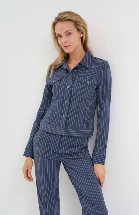 Delilah Striped Ultralight Trucker Jacket