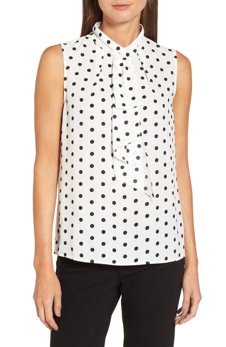 Vince Camuto Polka Dot Jabot Blouse, Main, color, 