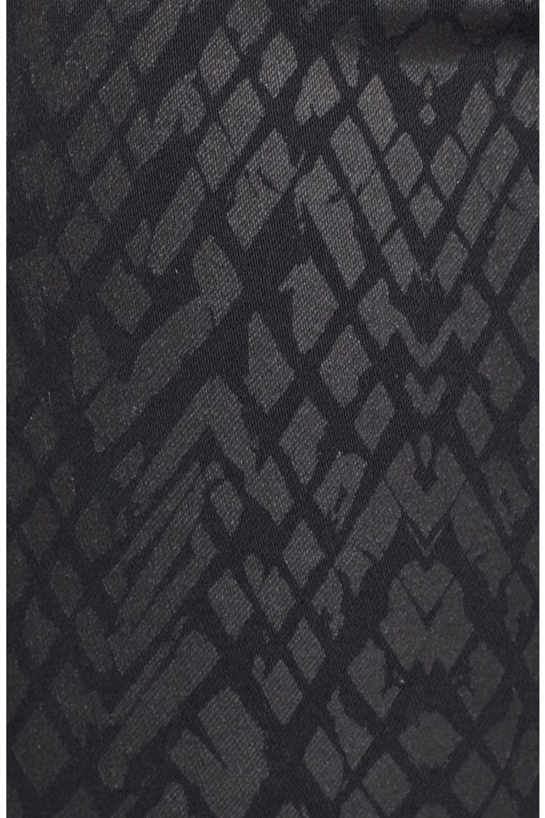 'Alina' Print Coated Stretch Skinny Jeans, Alternate, color, BLACK CHEVRONS
