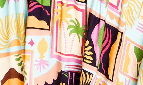 City Chic Eva Smocked Waist Asymmetric Skirt In Multi