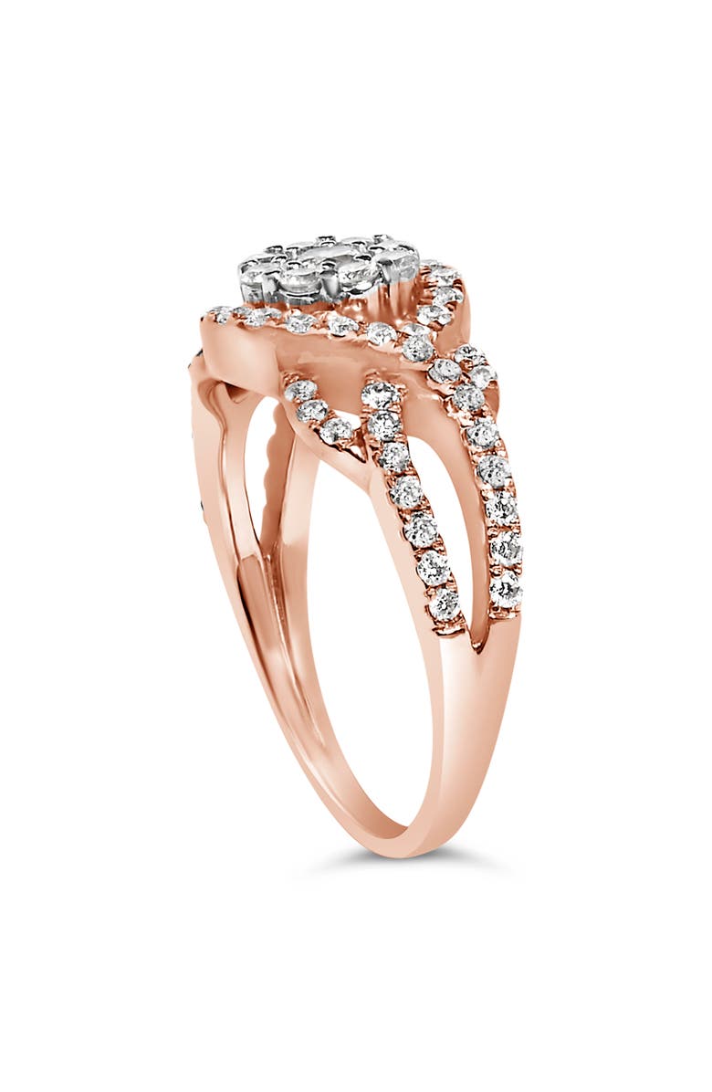 Haus of Brilliance 10K Gold 3/4 Cttw Diamond Floral Cluster Head Cocktail Ring, Alternate, color, Rose Gold