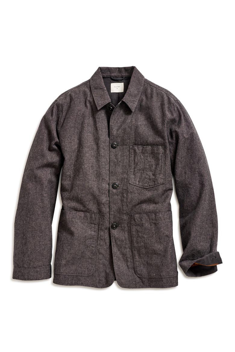 Linen & Cotton Chambray Chore Jacket, Main, color, CHARCOAL