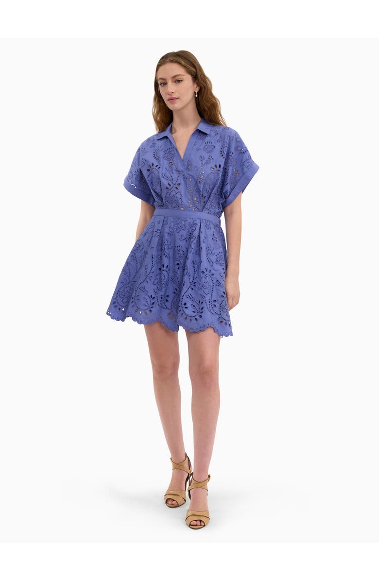 Rebecca Taylor Brielle Poplin Eyelet Mini Dress, Main, color, Lavender Bloom
