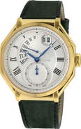 GEVRIL Men's Marchese Leather Strap Watch, 44mm