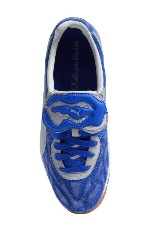 Puma X Kidsuper Studios King Indoor Soccer Cleat In Blue Crystal-gray Fog