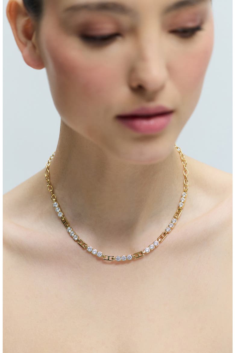Delancey Cubic Zirconia Frontal Collar Necklace, Alternate, color, GOLD