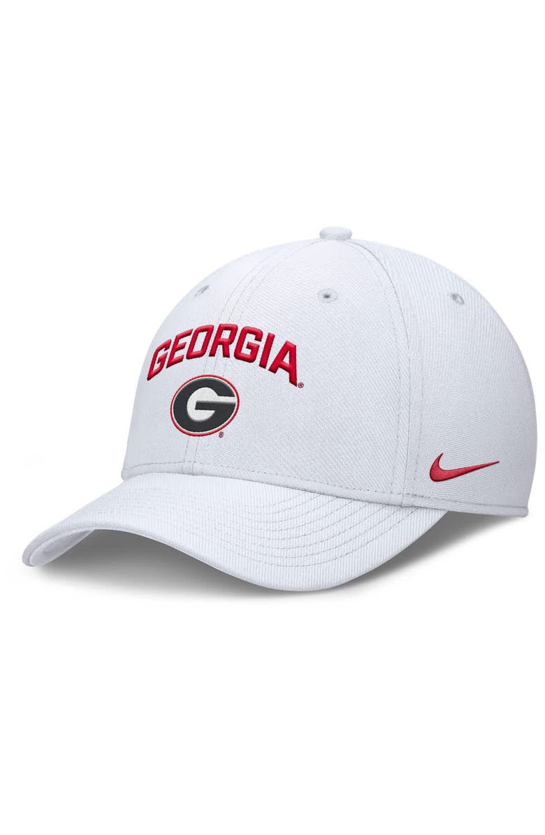 Nike Men's Nike White Georgia Bulldogs 2025 On-Field Rise Performance Flex Hat, Main, color,
