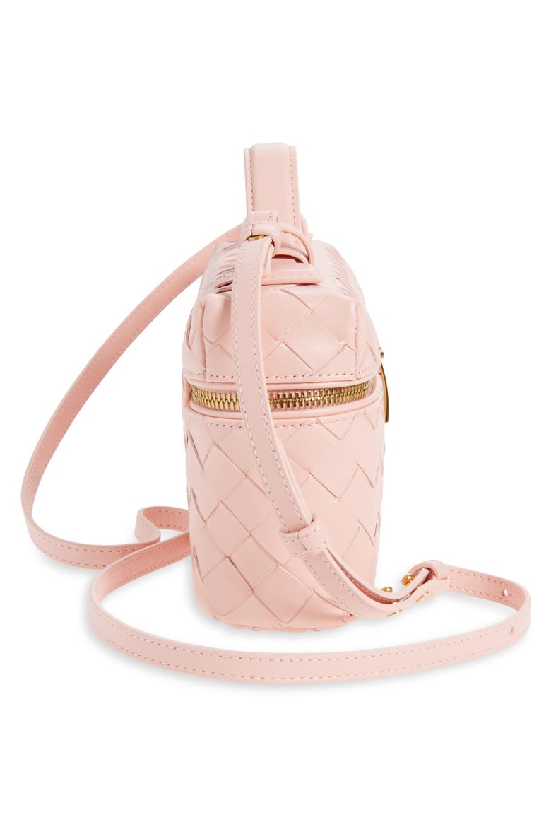 Intrecciato Leather Convertible Vanity Case, Alternate, color, 6850 ROSE-GOLD