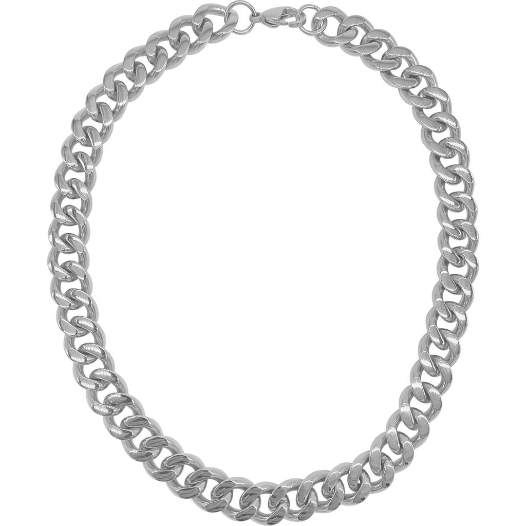Adornia Water Resistant 14k Gold Plated Curb Chain Necklace In Silver