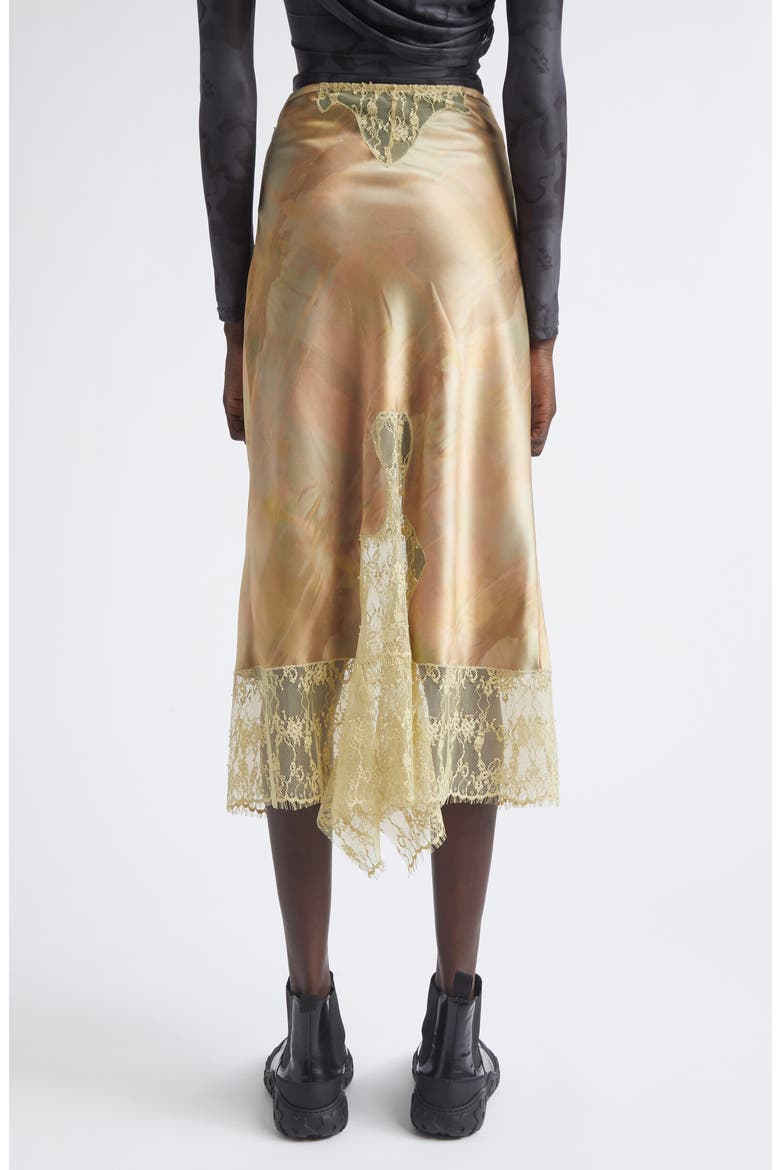 Hiss Crepe & Lace Midi Skirt, Alternate, color, OLIVE GUA SHA
