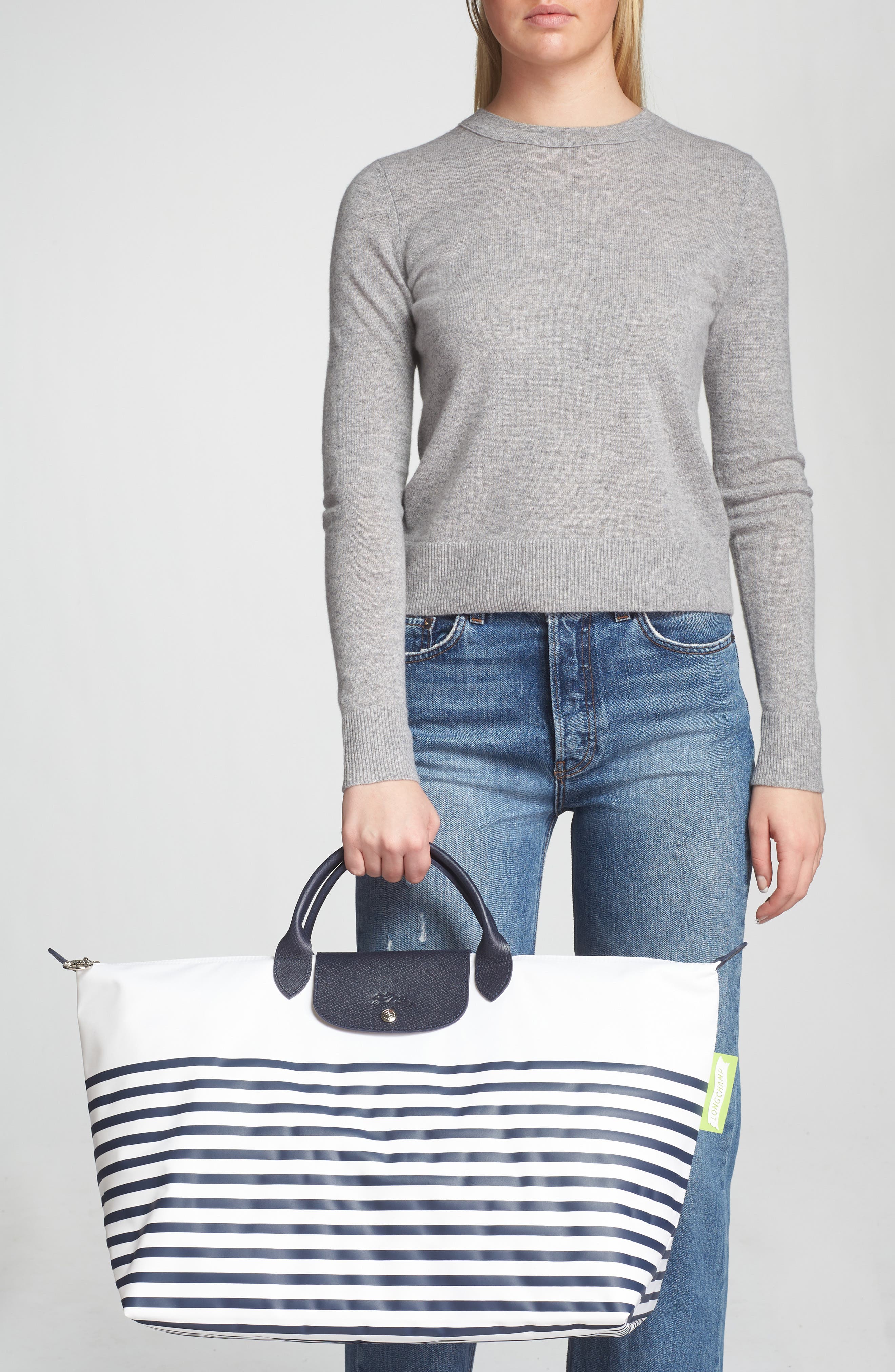 Longchamp Le Pliage Marinière Recycled Nylon Canvas Travel Bag, Alternate, color, 