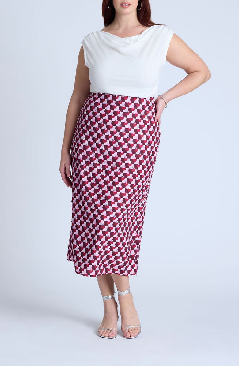 ELOQUII Geometric Print Sequin Midi Skirt, Alternate, color, 