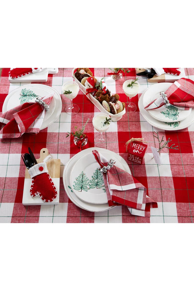 Linen Table Throw 52 x 52 Inch - Very Merry Plaid, Alternate, color, Very Merry