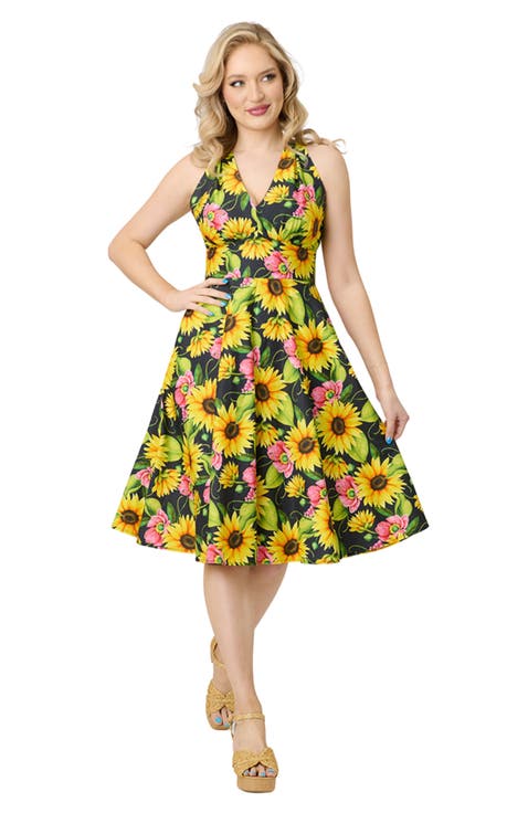 Sleeveless Halter Swing Dress