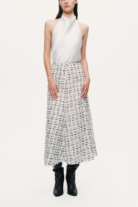 Patterned A-Line Midi Skirt