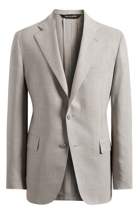 Weightless Light Grey Flat Front Stretch Wool Suit Jacket (Regular & Big)