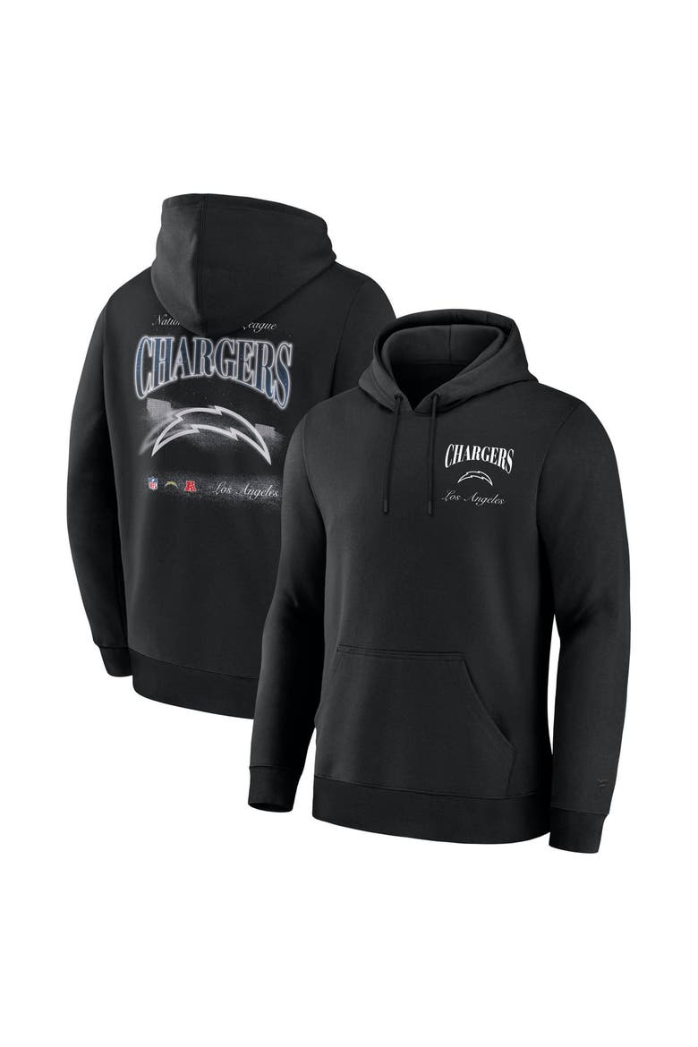 Men's Fanatics Black Los Angeles Chargers Nightfall Long Sleeve Fleece Hoodie, Main, color, Black