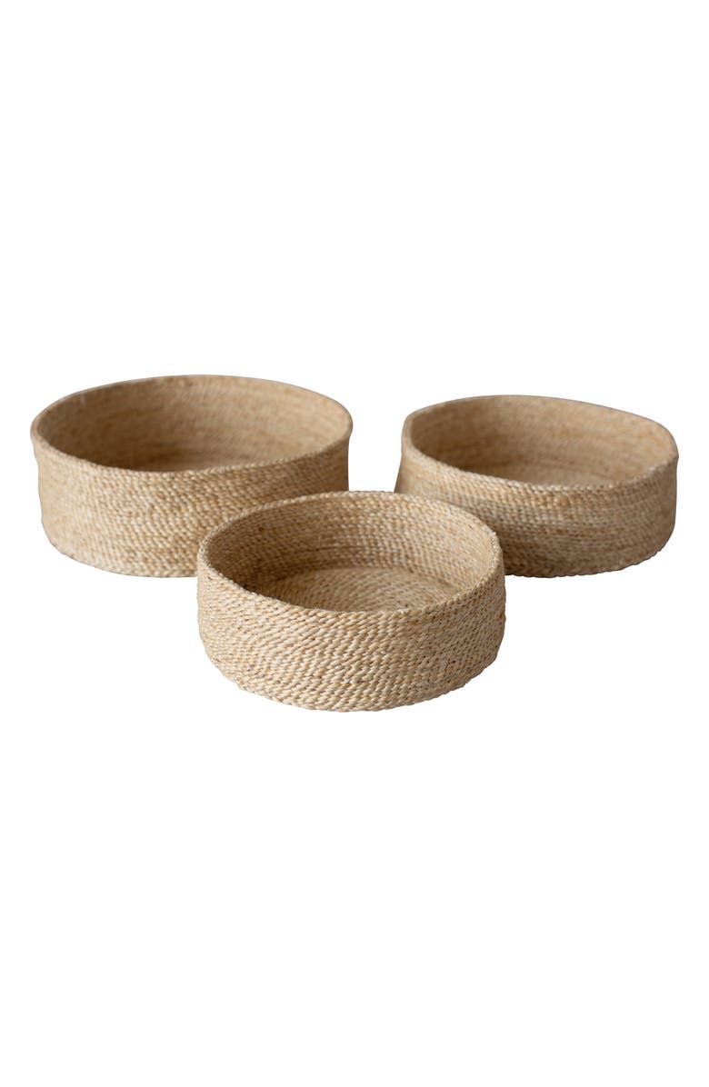 Will & Atlas Set of 3 Round Jute Tabletop Baskets, Alternate, color, Natural