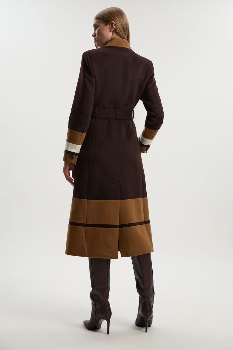 Brushed Wool Belted Midi Coat, Alternate, color, Chocolate