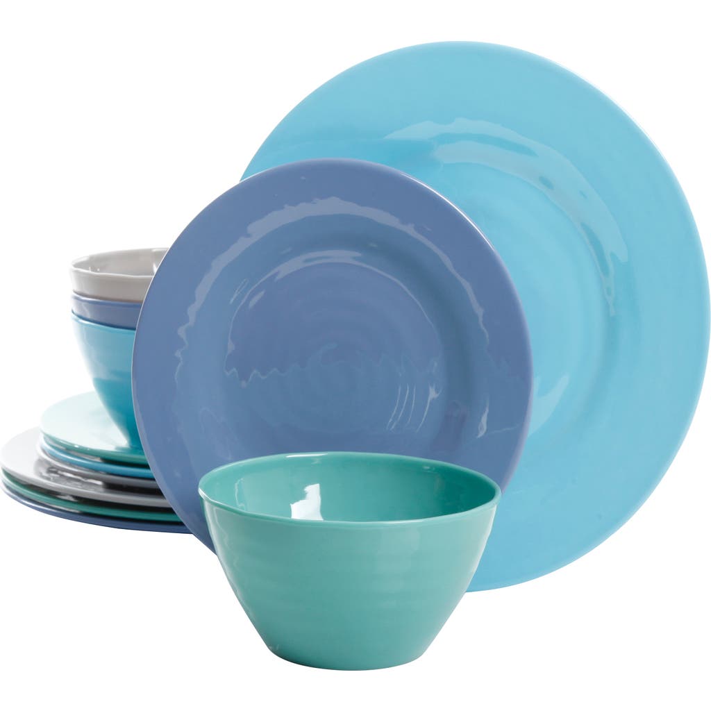 Gibson Home Brist 12 Piece Dinnerware Set In Blue